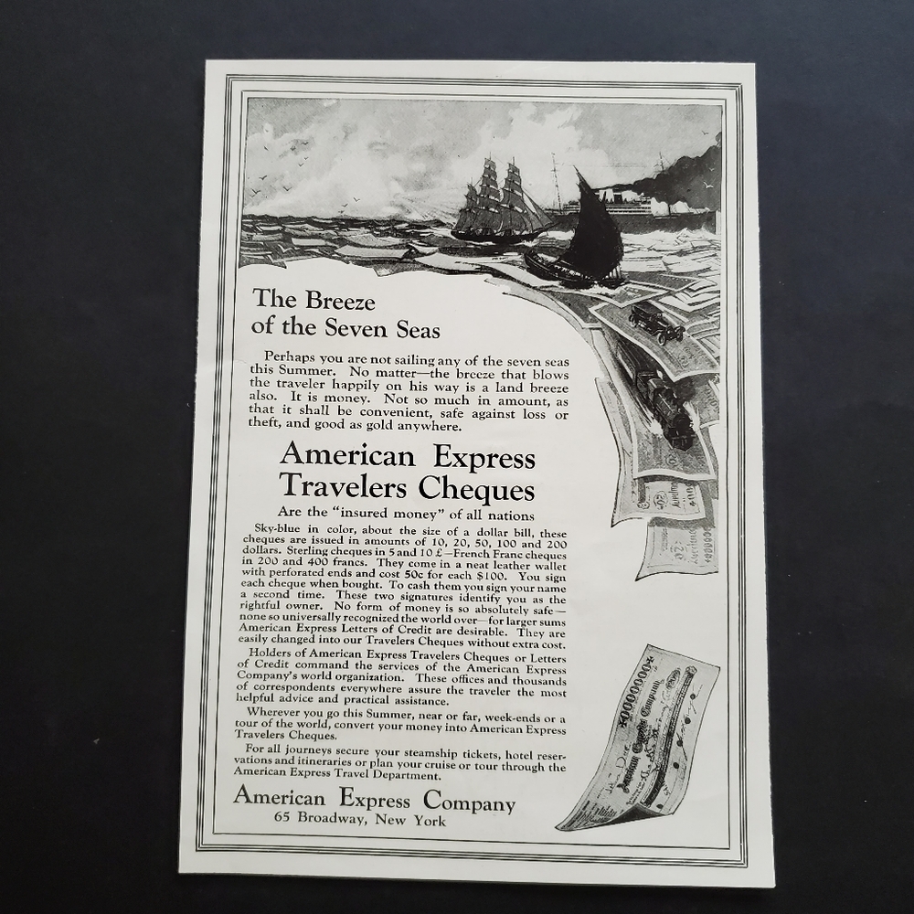 American Express  Original Print Magazine Advertisement From 1921